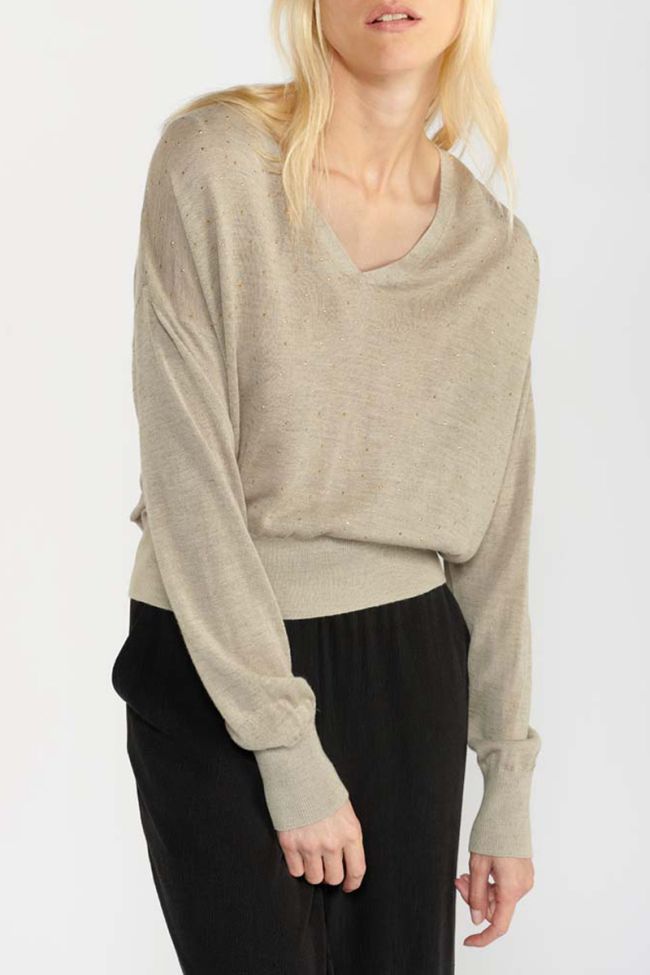 Beige Atlas linen blend jumper