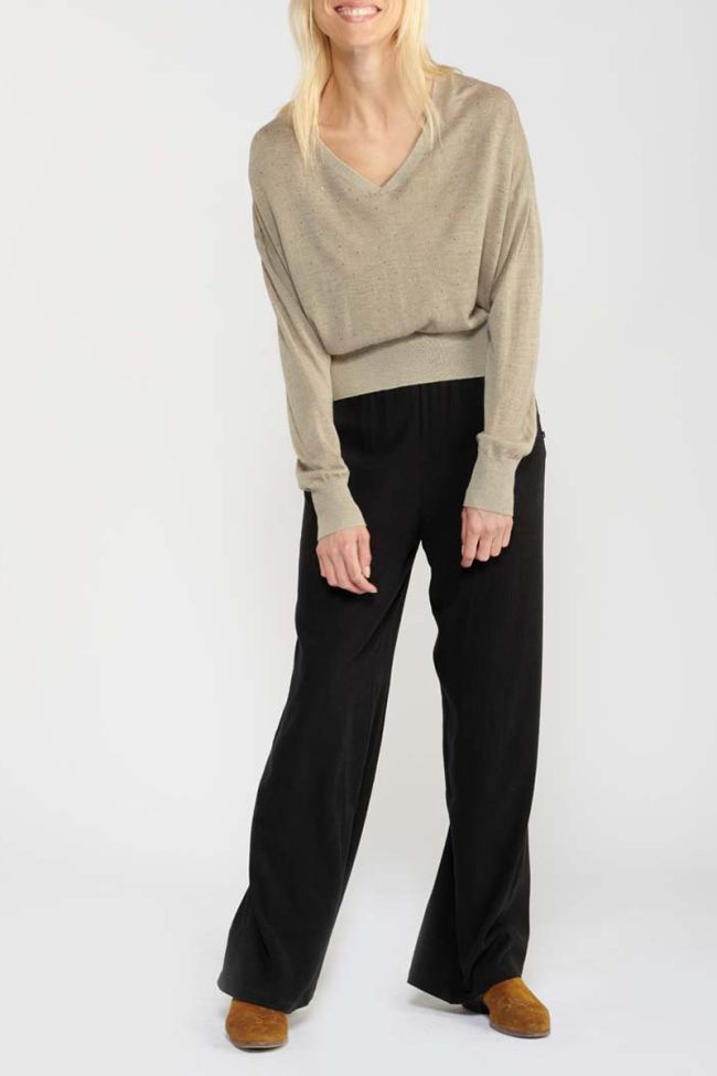 Beige Atlas linen blend jumper