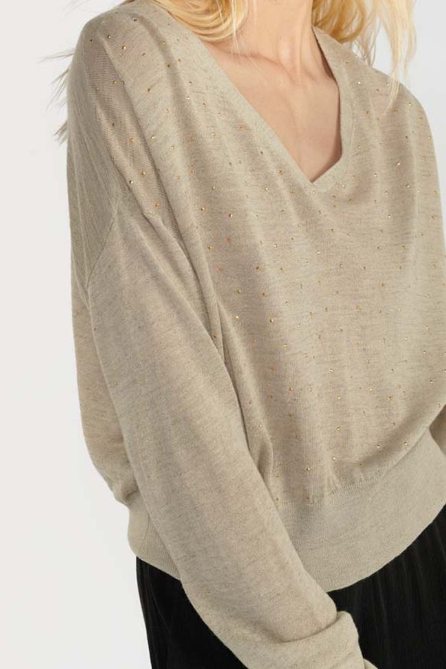 Beige Atlas linen blend jumper