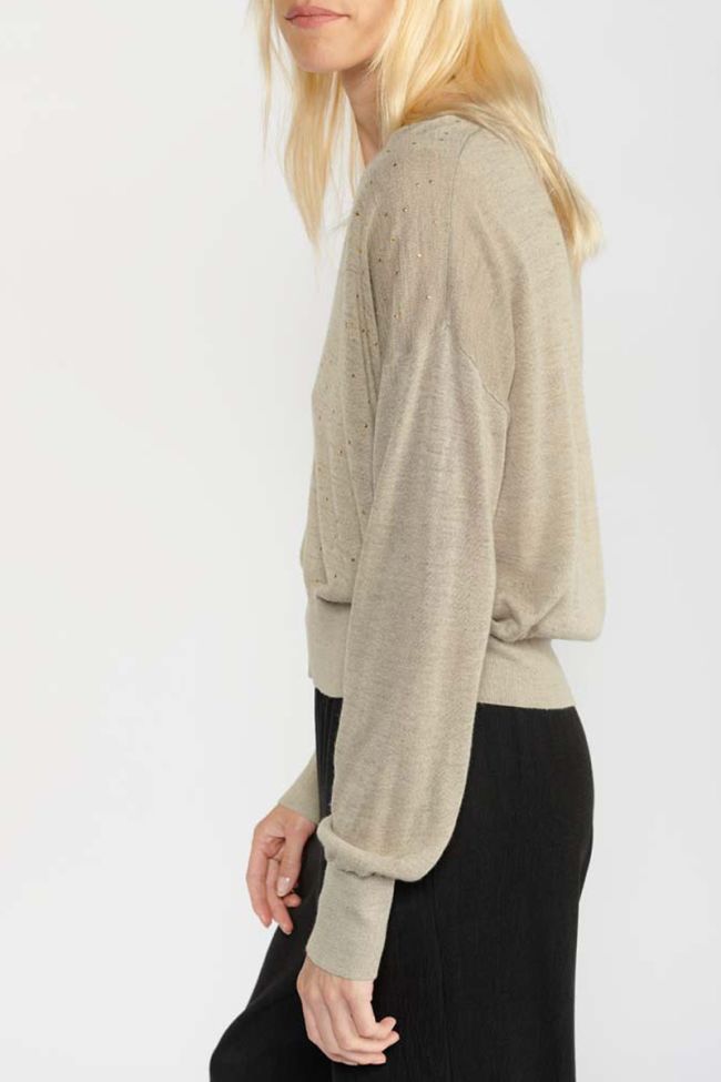 Beige Atlas linen blend jumper