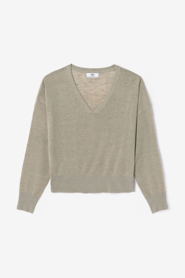 Beige Atlas linen blend jumper