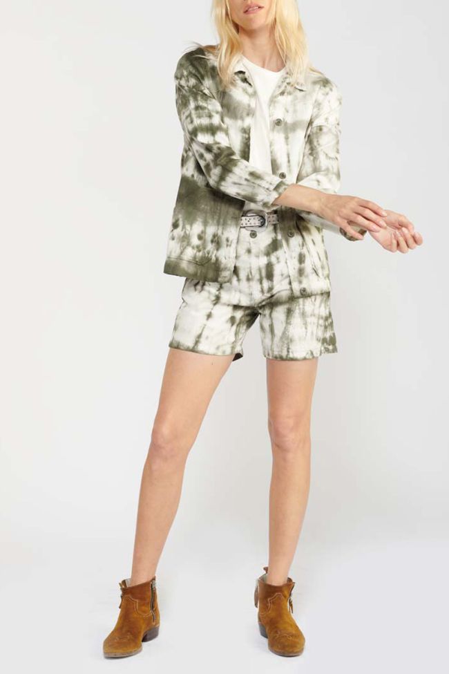 Khaki Aurora tie-dye denim jacket