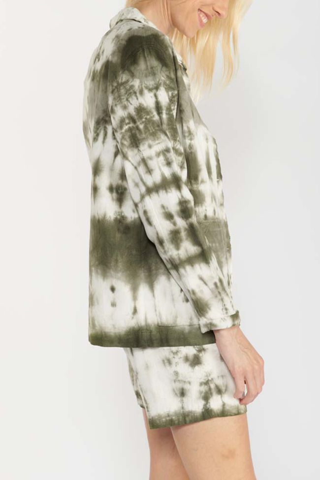 Khaki Aurora tie-dye denim jacket