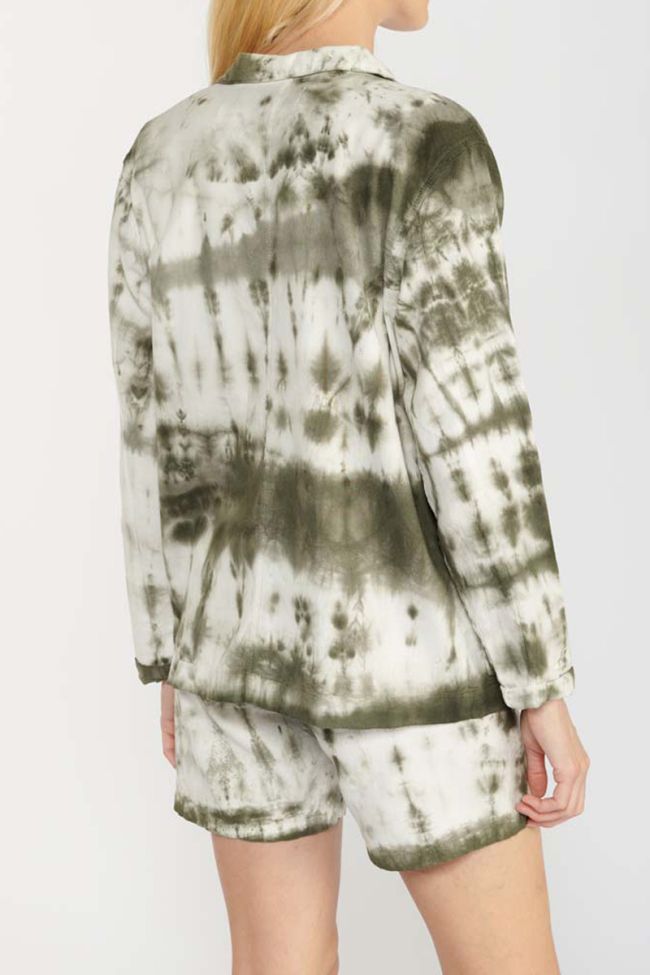 Khaki Aurora tie-dye denim jacket