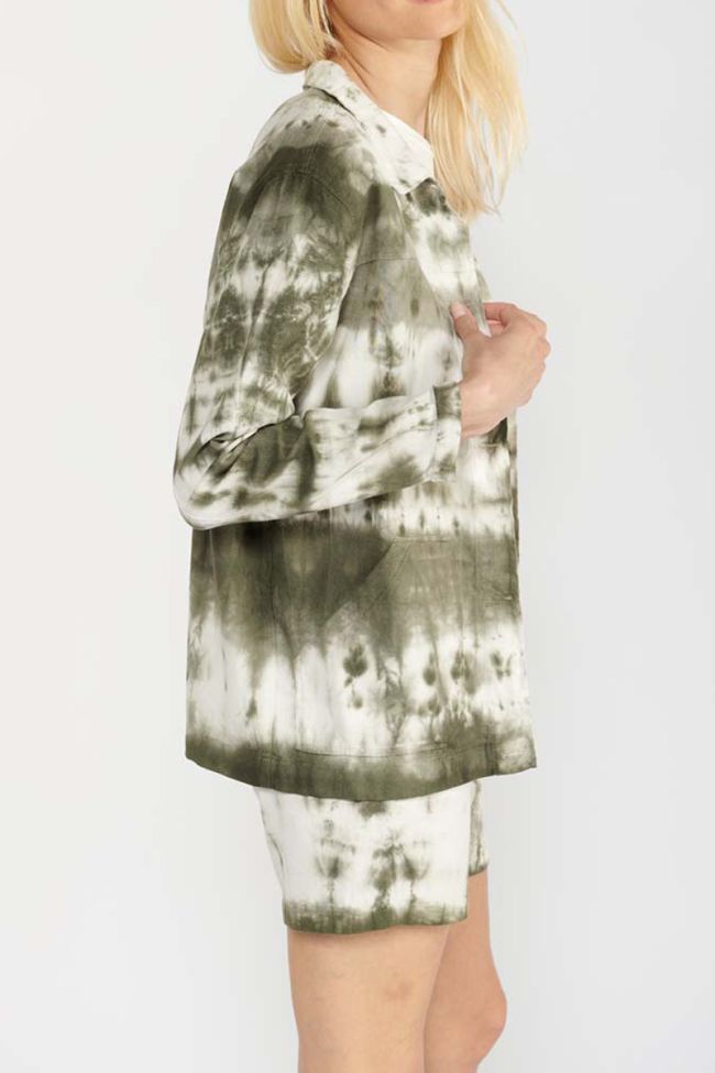 Khaki Aurora tie-dye denim jacket