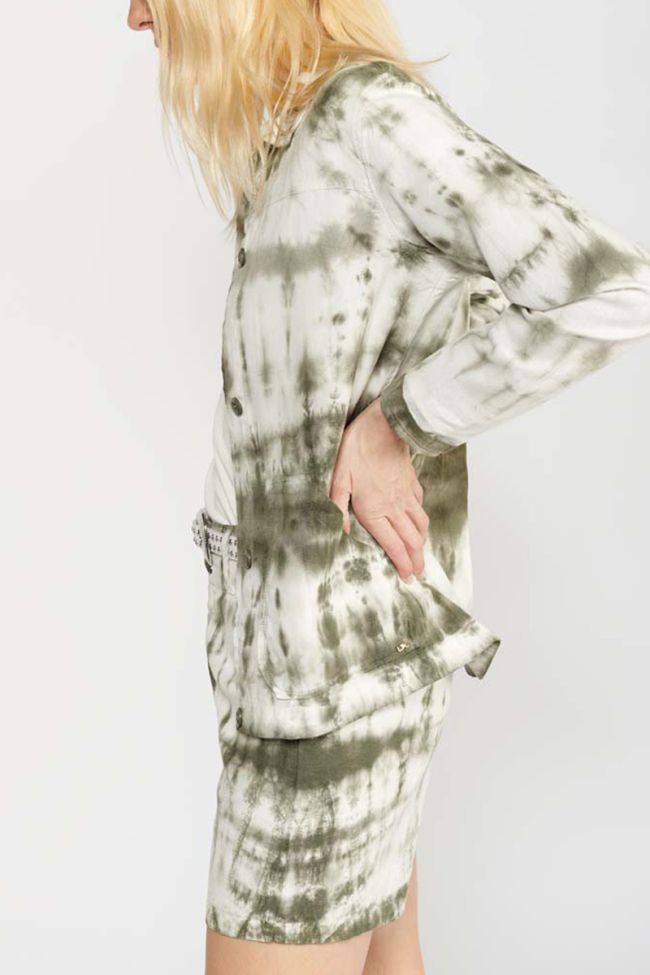 Khaki Aurora tie-dye denim jacket