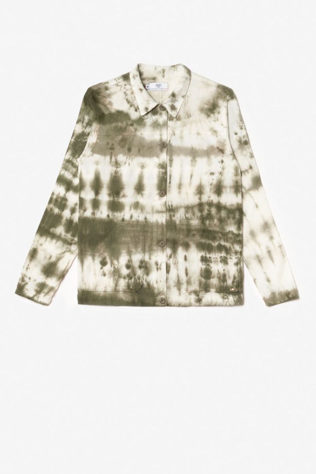 Khaki Aurora tie-dye denim jacket