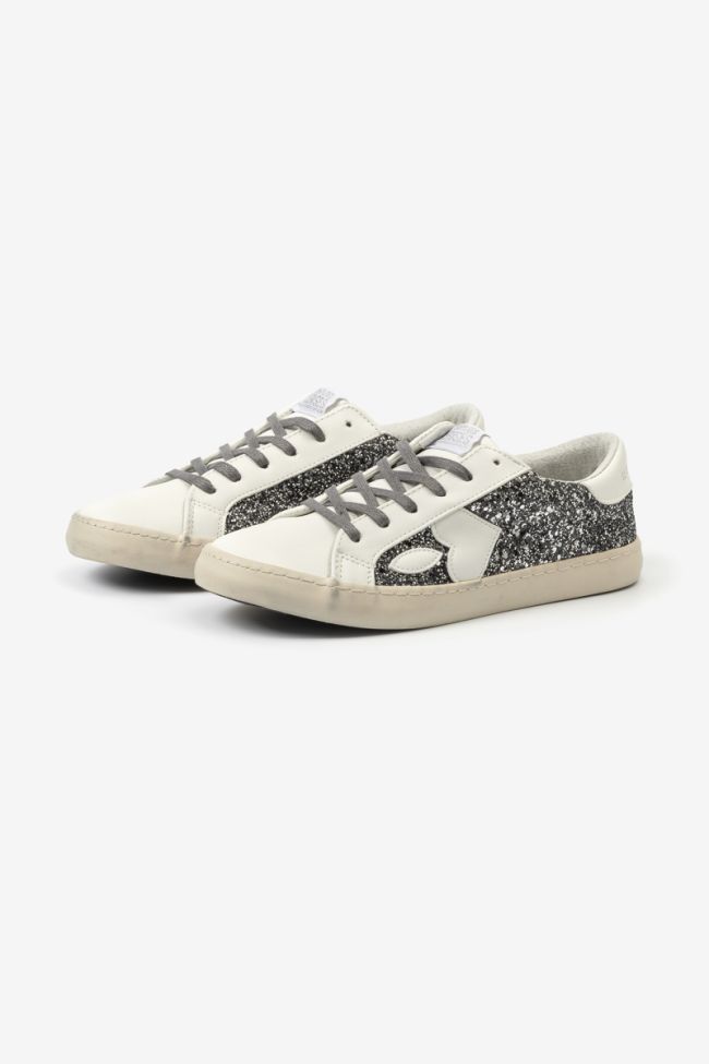 White Austin sneakers with grey sequins
