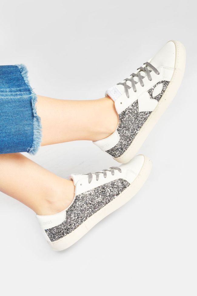 White Austin sneakers with grey sequins
