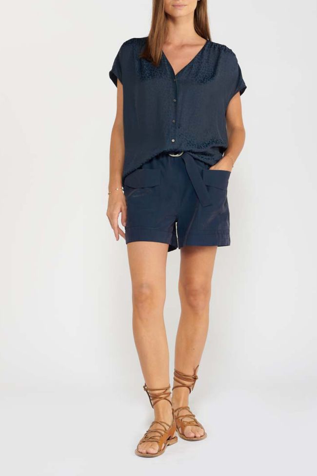 Night blue leopard print Gemma top