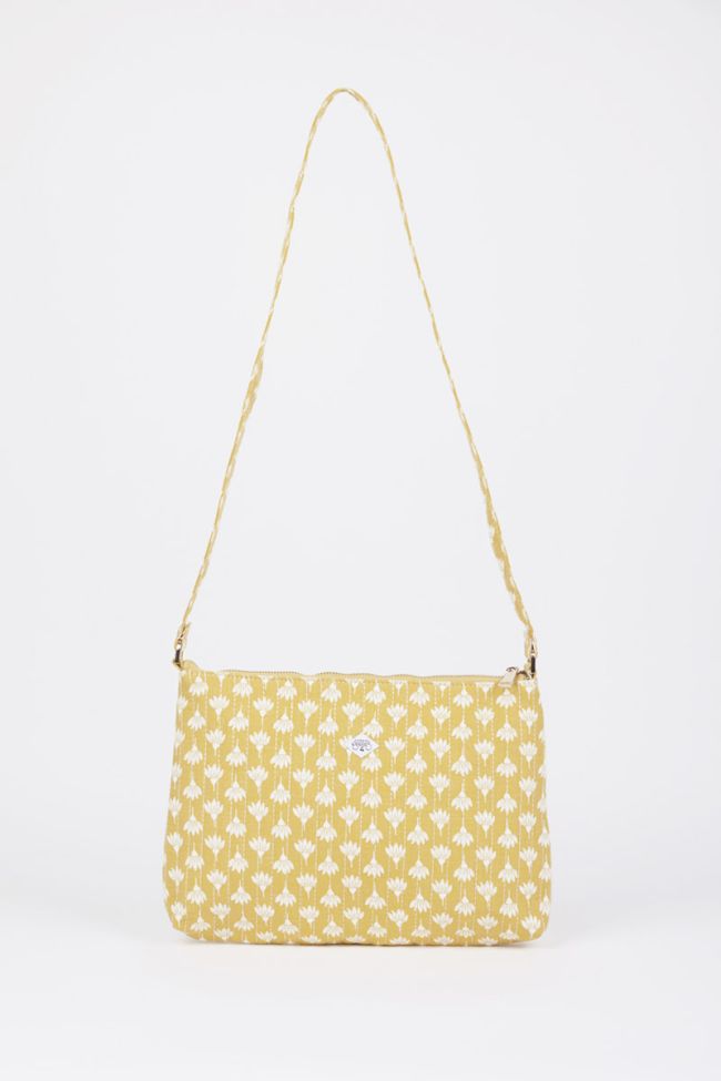 Yellow Lauri shoulder bag with floral pattern