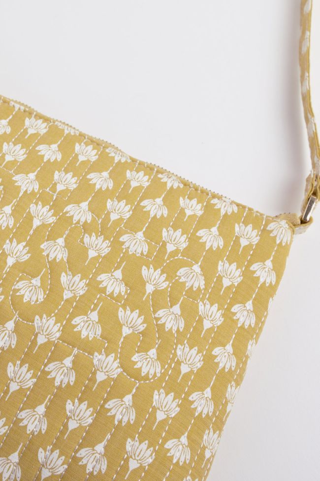 Yellow Lauri shoulder bag with floral pattern