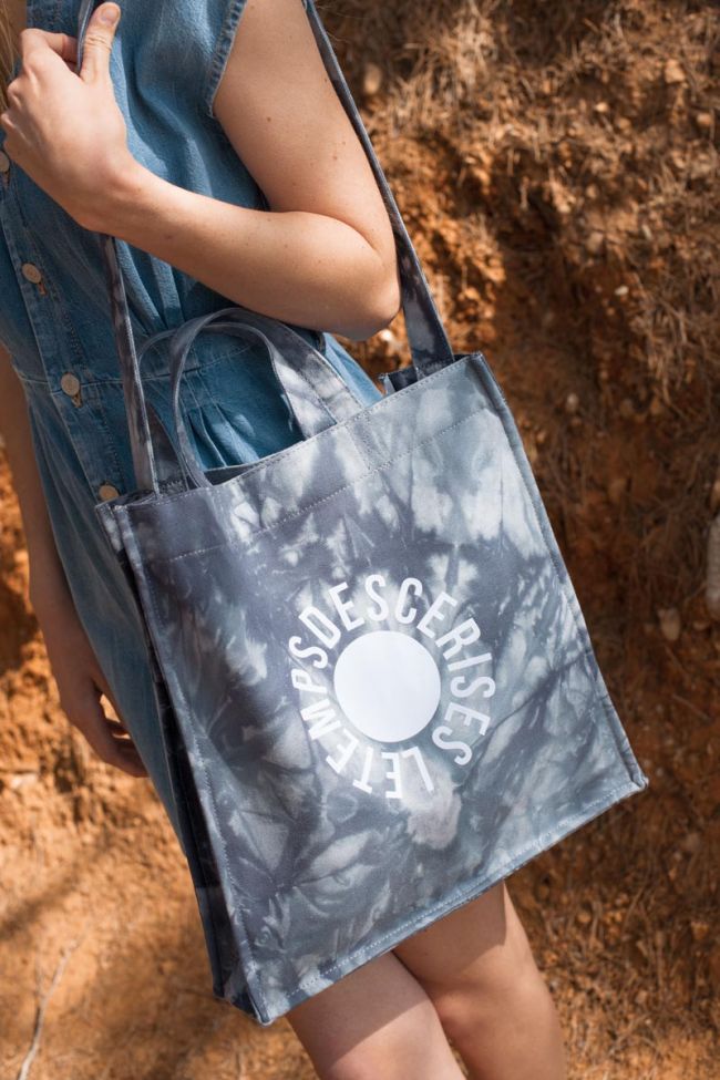 Shopping bag Lina tie and dye blue grey