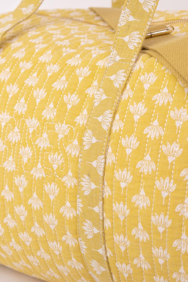 Yellow Lisia weekend bag with floral pattern