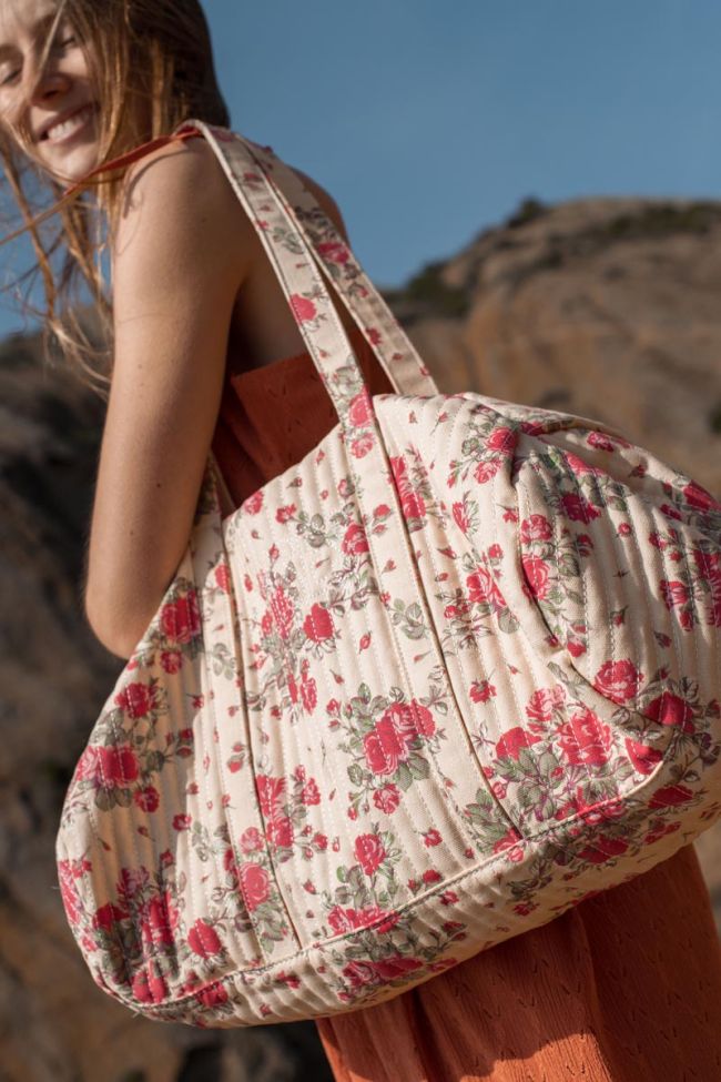 Lisia weekend bag with pink floral pattern