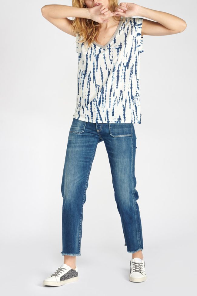 Blue tie-dye Mar top