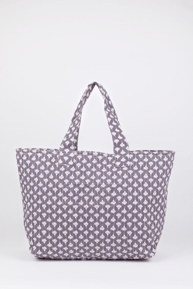 Grey Micky tote bag with floral pattern