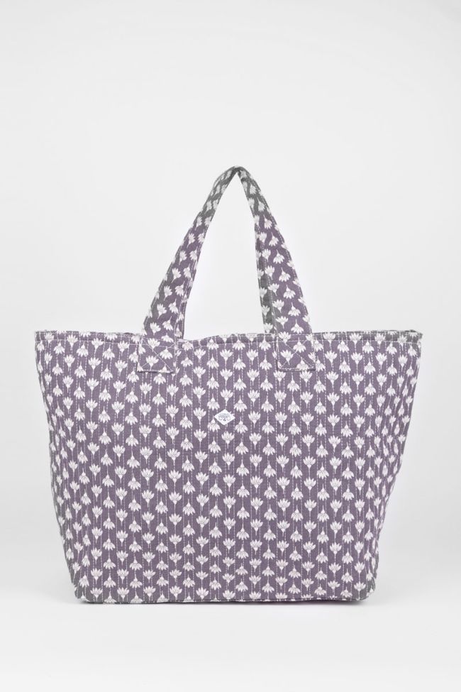 Grey Micky tote bag with floral pattern