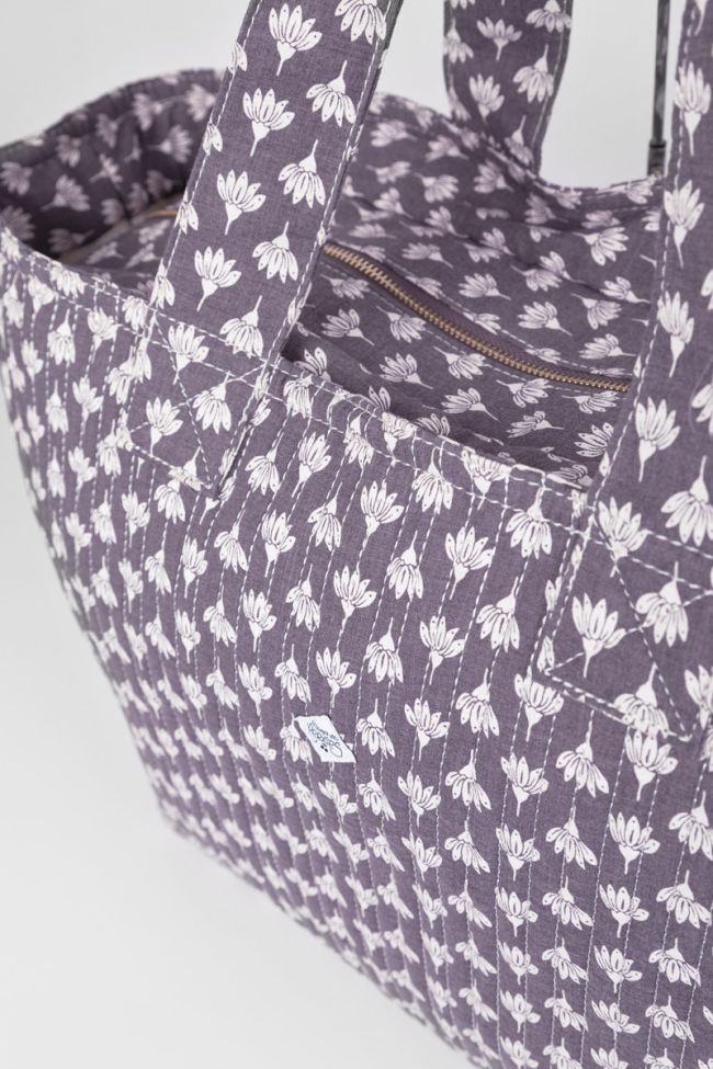 Grey Micky tote bag with floral pattern