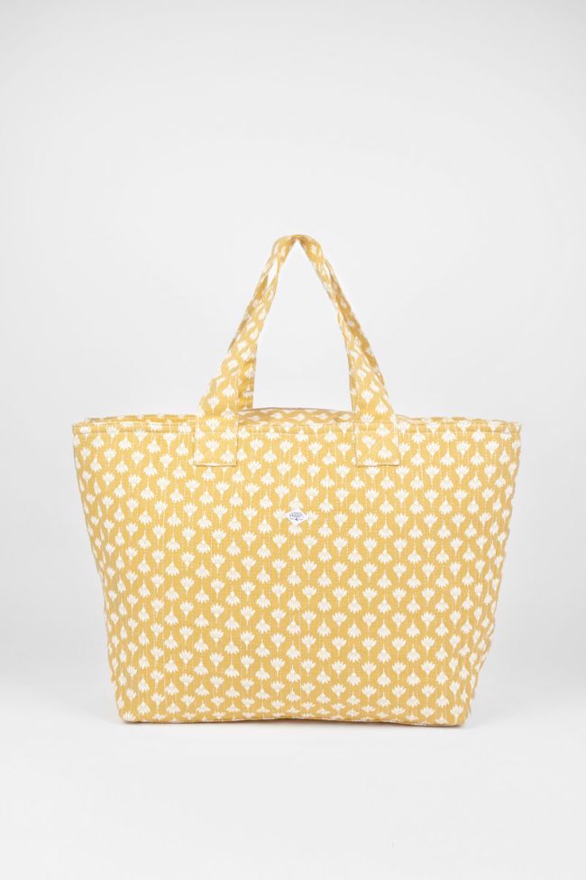 Yellow Micky tote bag with floral pattern