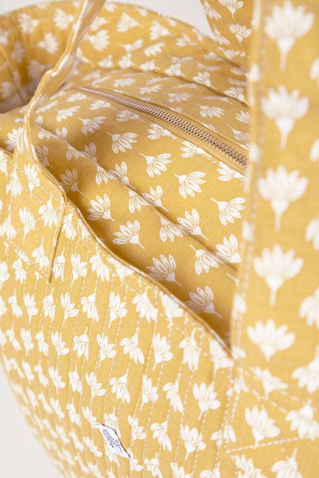 Yellow Micky tote bag with floral pattern