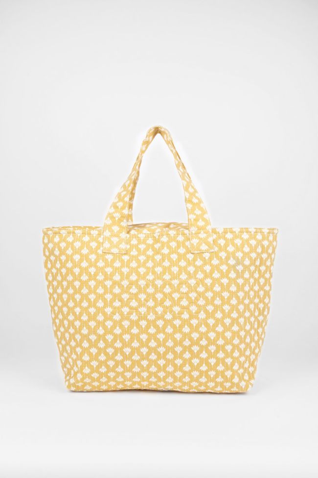 Yellow Micky tote bag with floral pattern