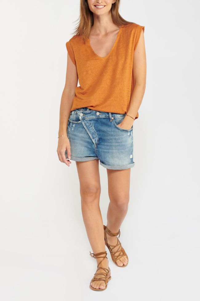 Amber red linen Plovers top