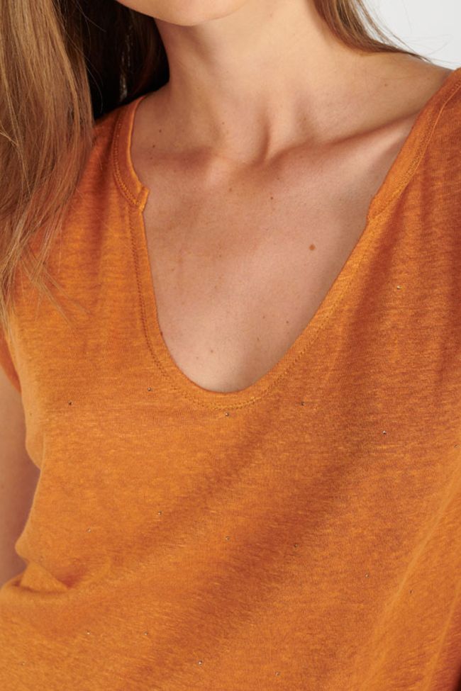 Amber red linen Plovers top