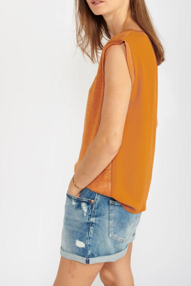 Amber red linen Plovers top