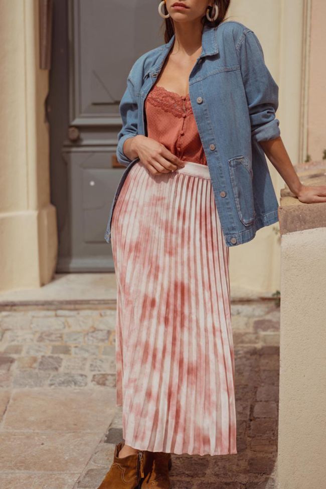 Long pink tie-dye Samanta skirt