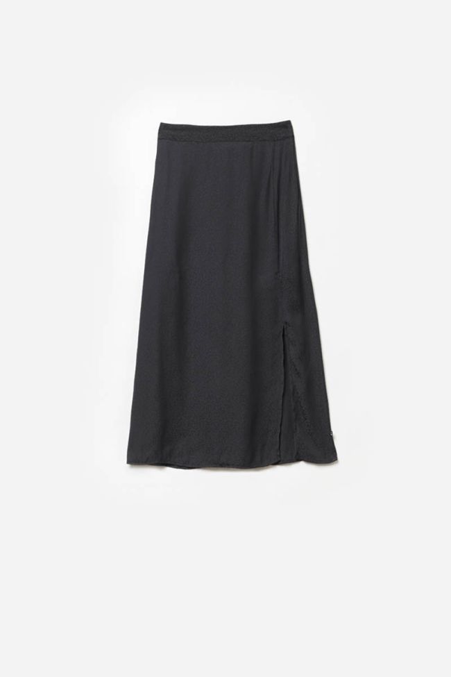 Prarigi long black leopard print skirt