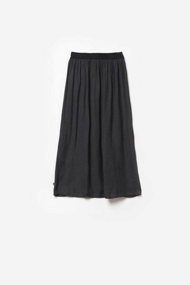 Prarigi long black leopard print skirt