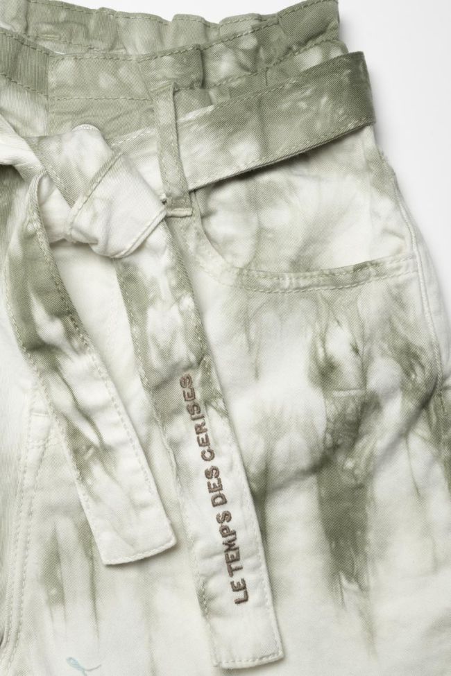 Khaki tie-dye Thyla high-waisted shorts