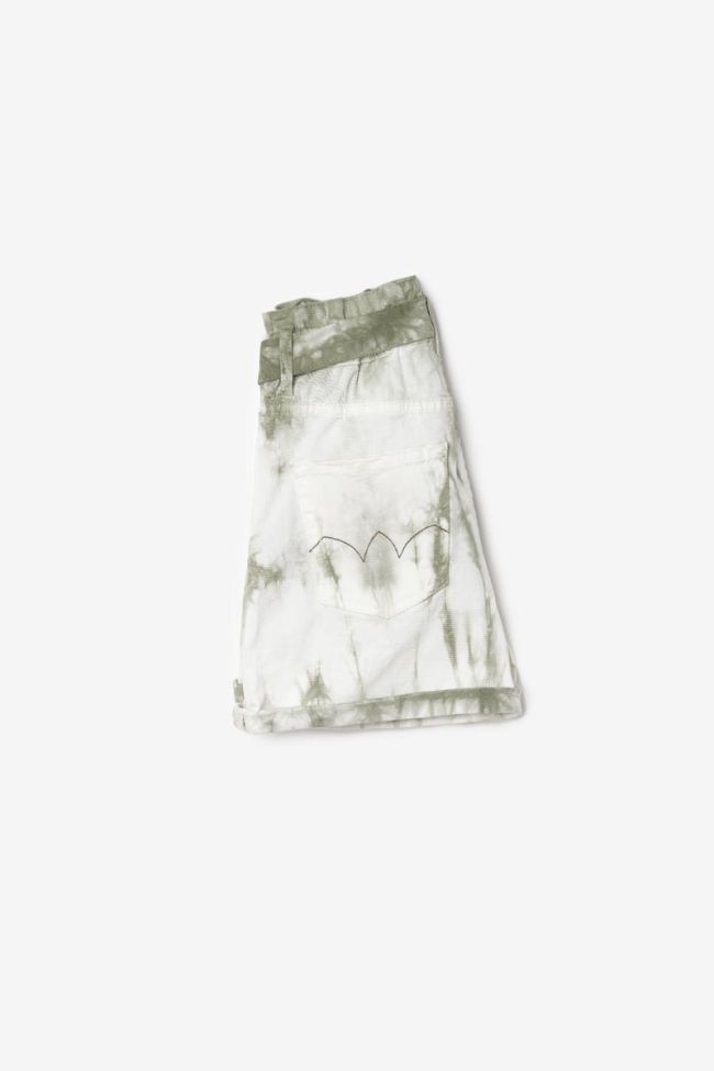 Khaki tie-dye Thyla high-waisted shorts
