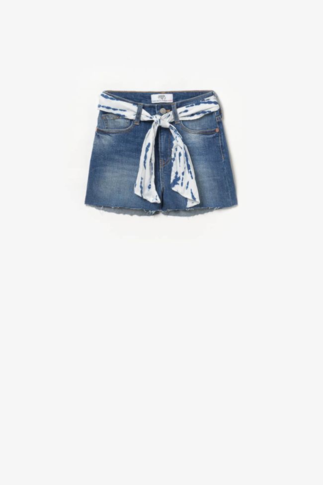 Faded blue denim Tika high-waisted shorts