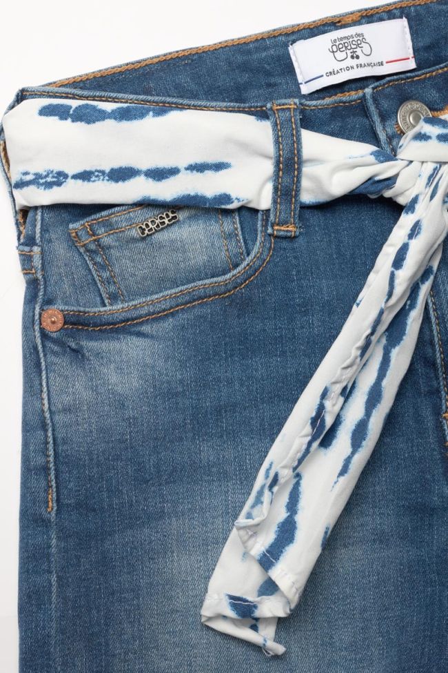 Faded blue denim Tika high-waisted shorts