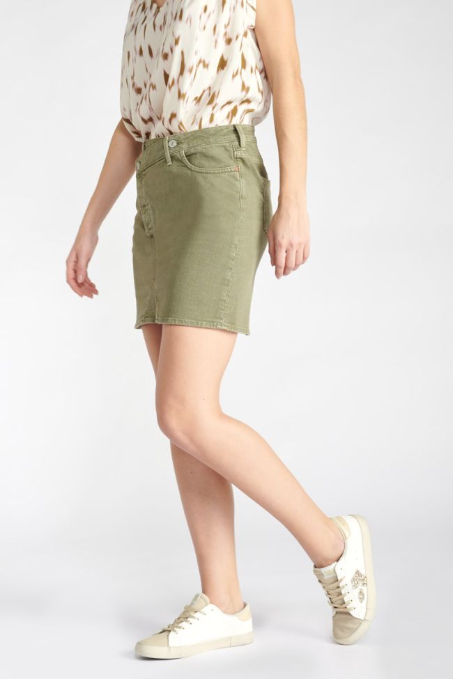 Alofi khaki denim skirt with asymmetric fastening