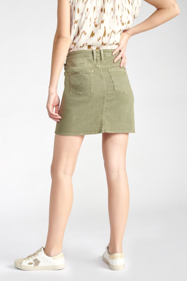 Alofi khaki denim skirt with asymmetric fastening