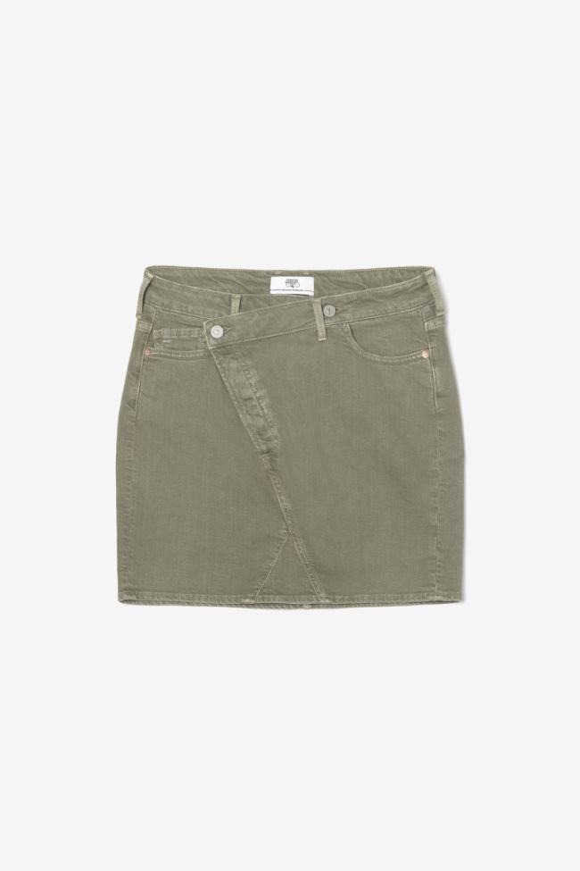 Alofi khaki denim skirt with asymmetric fastening