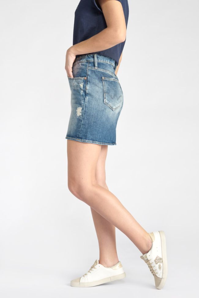 Blue denim Alofi skirt with asymmetric fastening