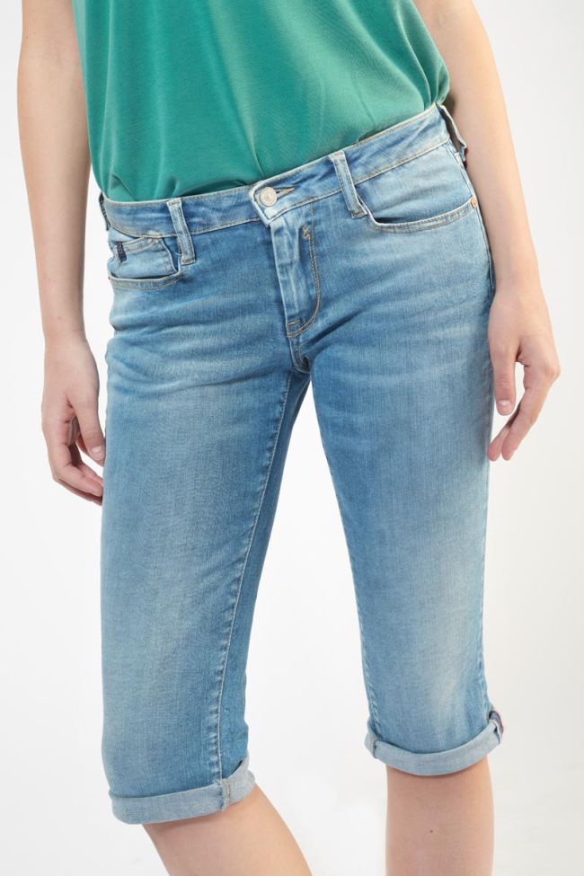 Faded blue denim Mandy capri pants