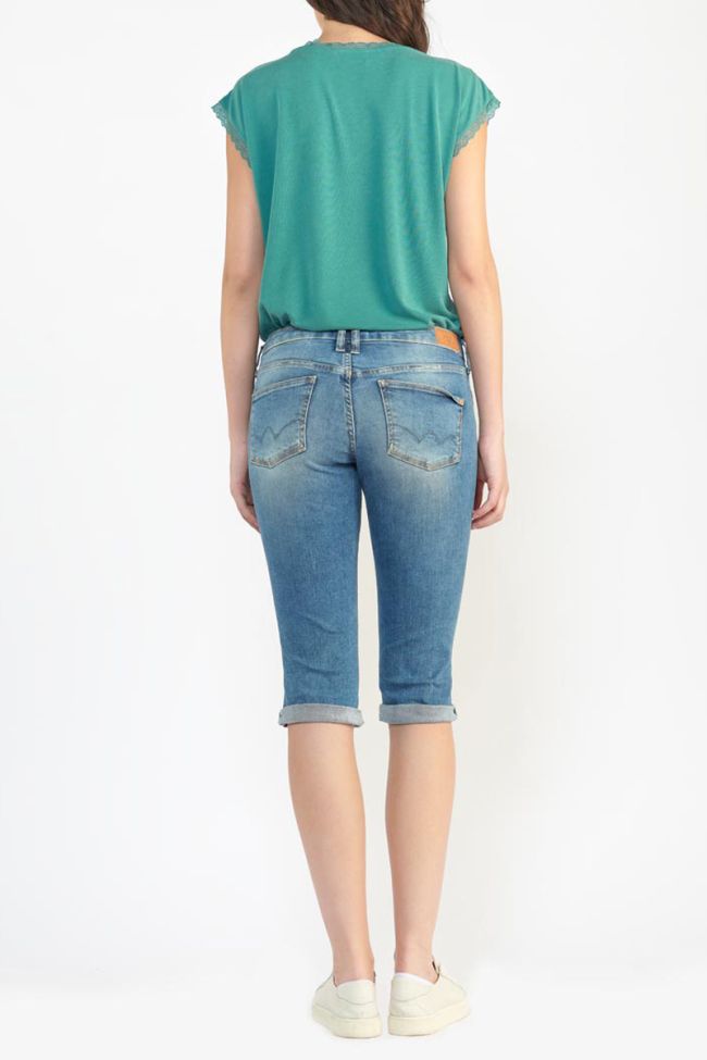 Faded blue denim Mandy capri pants