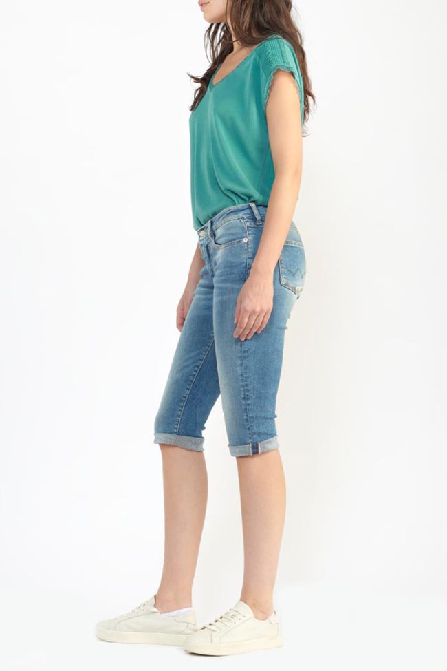 Faded blue denim Mandy capri pants