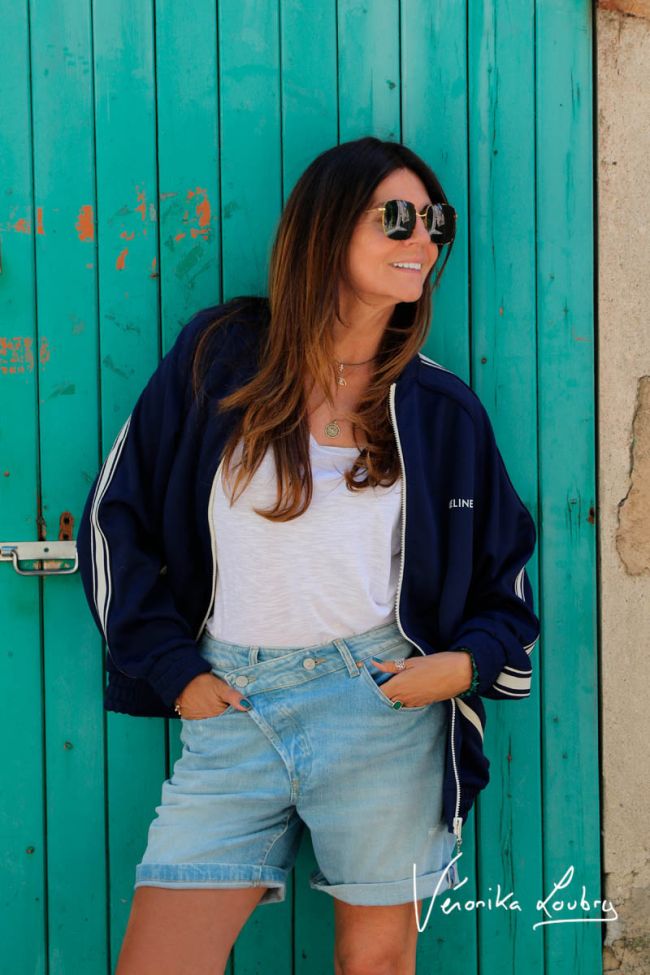 Mary bermuda shorts in blue jeans by Véronika Loubry