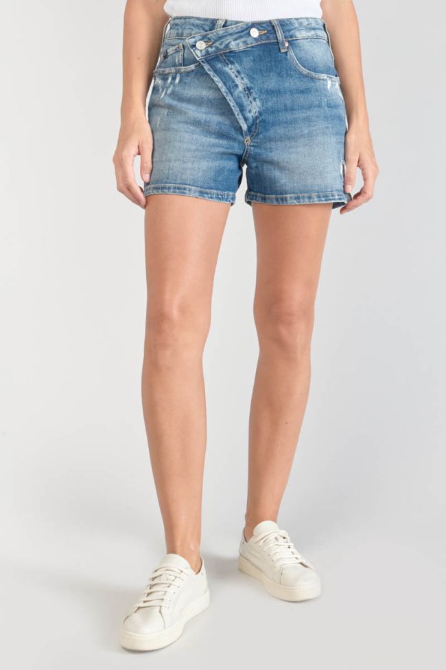 Blue denim Mosta shorts with asymmetric fastening