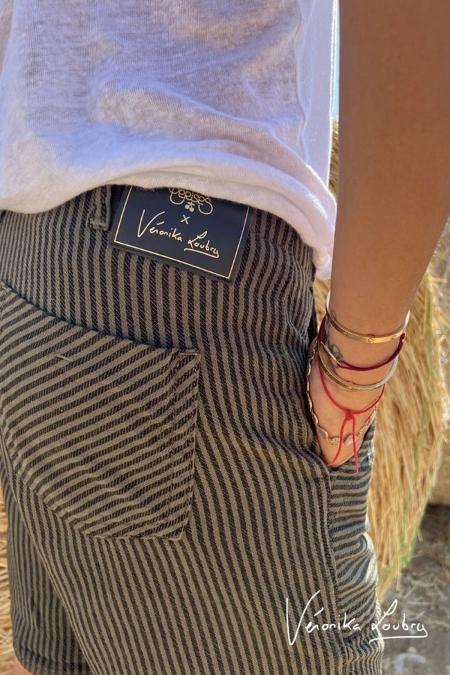 Saro shorts with black and khaki stripes by Véronika Loubry
