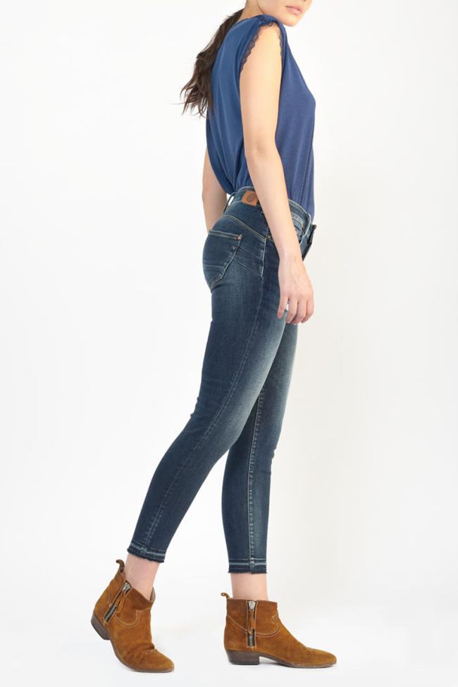 Jeans pulp slim Visby taille haute 7/8ème destroy bleu N°1