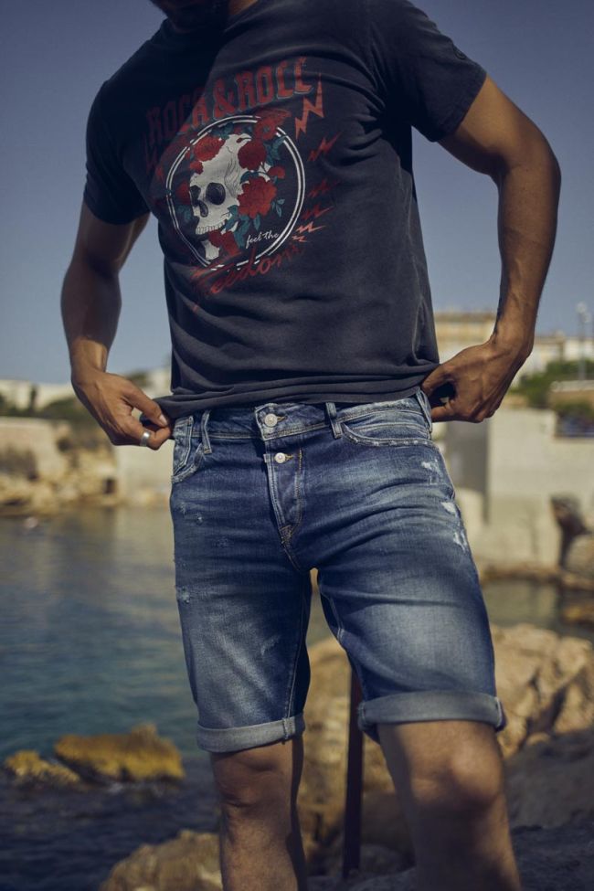 Destroy dark blue denim Laredo Bermuda shorts