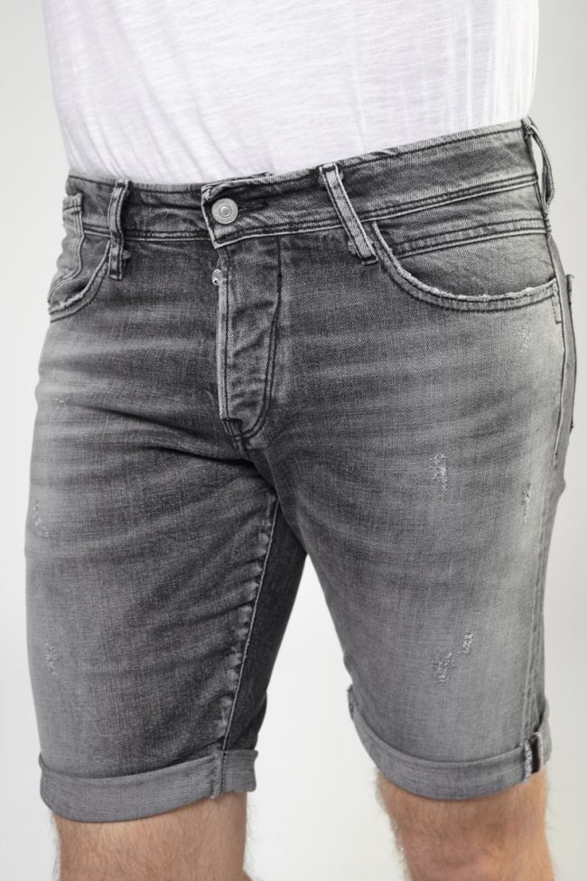 Distressed faded black denim Laredo Bermuda shorts