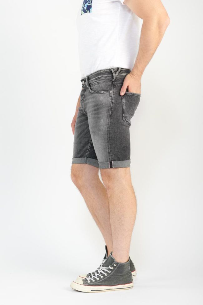 Distressed faded black denim Laredo Bermuda shorts